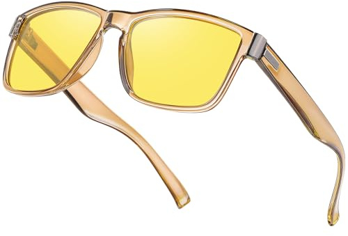Opssaker Lunettes Conduite de Nuit Homme Femme Polarisés Anti éblouissement Verre Jaune Lunette Vision Nocturne