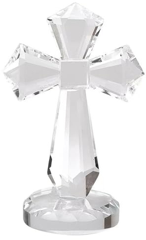 Hbbgdiy Croce di da 15, 2 cm, Trasparente K9, Statuetta Decorativa Religiosa per la scrivania di casa, Altare, Regali spirituali cristiani, Natale, Matrimonio, Battesimo, conferma, Simbolo di f