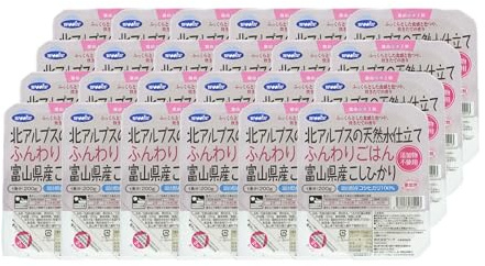 Toyama Koshihikari Funwari Gohan 200g (Pack of 24) | Authentic Japanese Microwavable Cooked Rice – Soft, Fluffy & Ready in 60 Seconds