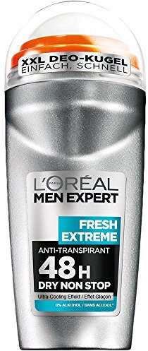 L'Oréal Men Expert Fresh Extreme Deo Roll-On, 48H Schutz Reguliert Schweißbildung und bekämpft Körpergeruch frischer, langanhaltender Duft (6 x 50 ml)