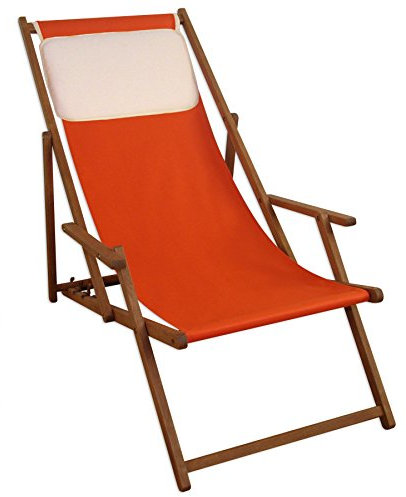 Erst-Holz Resistente Sedia a Sdraio Color Terracotta in Faggio massello con Cuscino Beige 10-309KH