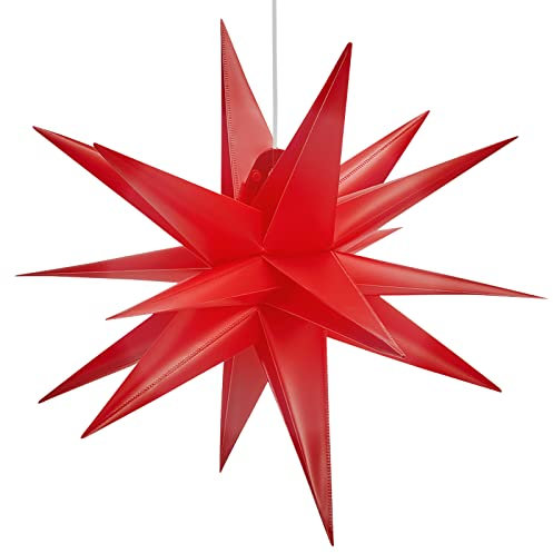 Led Weihnachtsstern Rot/Weiß, Adventsstern, für Außen, Kunststoff 55cm Mit LED Lampe 3W (Rot)