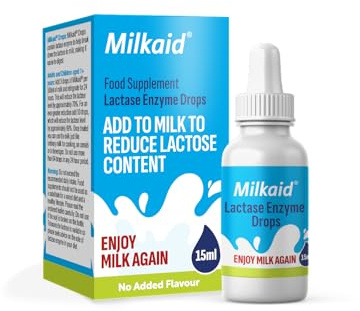 Milkaid Lactase Enzyme Drops for Lactose Intolerance | Prevents Gas, Bloating & Diarrhea | Fast Acting Dairy Digestive Supplement | Gluten Free & Vegetarian | No Artificial Flavor | 0.5 Fl Oz (1)