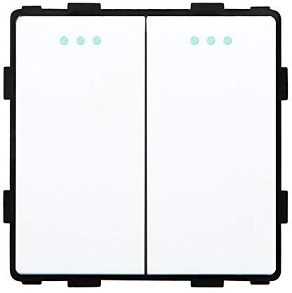 BSEED Interruptor de luz de 2 Gang 1 Vía Blanco,Interruptor de palanca de cristal sin tornillos 86mm