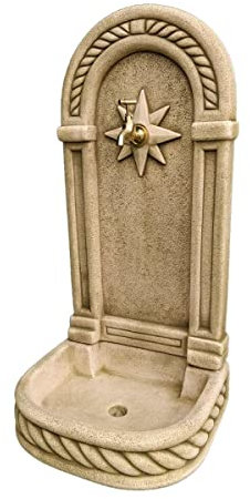 AnaParra Fontaine murale modèle Poniente 37 x 32 x 77 cm. Béton pierre avec robinet. Fontaine décorative pour extérieur. Poids : 30 kg. Couleur : vert