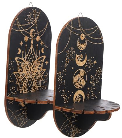 IMIKEYA 2 Stück Wandregal Aus Kristallstein Im Boho-stil Holzregal Für Wand Schwebendes Holzregal Ästhetische Regale Für Ausstellung Kleines Ausstellungsregal Für Ornamente Und Kerzen