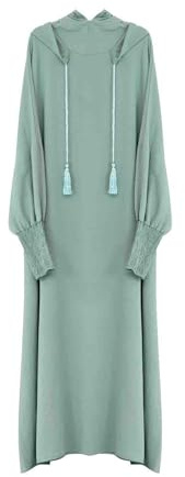 BiCophy Abaya for Women Muslim Two Piece Prayer Dress Full Cover Chiffon Maxi Abaya Dress with Hijab Scarf Modest Islamic Middle East Dubai Kaftan Hijab Dresses Mint Green