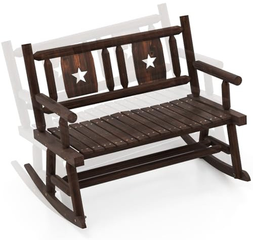 KOMFOTTEU Gartenbank, Schaukelbank wetterfest, 2 Sitzer Sitzbank mit Rücklehne, Parkbank Holzbank bis 320 kg belastbar, Terrassenbank Holz für Garten, Terrasse, 111 x 85 x 89 cm