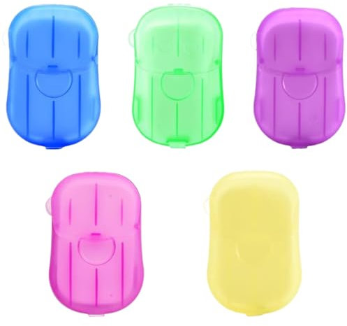 RDNKVB 5 boîtes Savon en Papier Jetable Mini Papier Savon Portable Soap Leaves Feuilles de Savon Savon Jetable Voyage pour Les Mains Convient pour Voyage Camping Randonnée