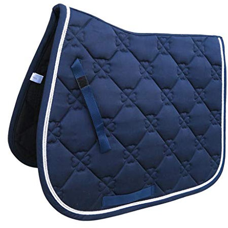Stötdämpande sadelunderlägg för hästar ， Fyrkantig quiltad bomull Comfort engelskt sadelunderlag Ridunderlägg Blå(Blue)