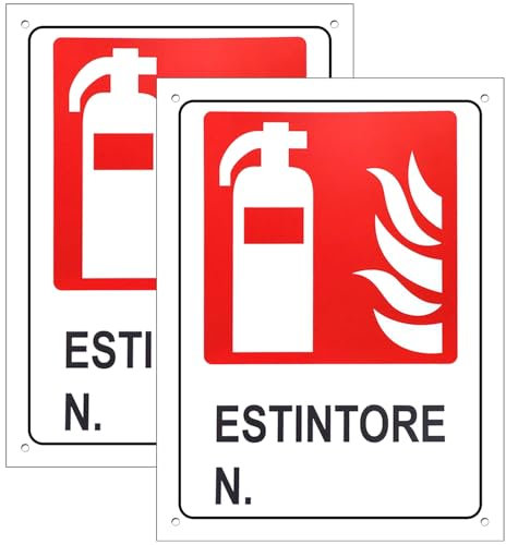Cartello Area ESTINTORE 2 Pezzi - 20x30cm - PVC Ultra Resistente - Fori preforati - Impermeabili, Resistenti al Sole, non Facilmente Deformabili (Segnaletico-8)
