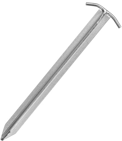 Piquet de tente 1 pièce 30 cm en acier galvanisé avec profil en T – Piquet robuste pour sols durs – Ancrage au sol stable pour tentes, pavillons, bâches et accessoires de camping