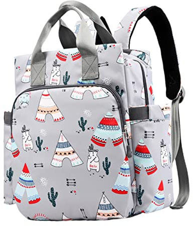 Milisten Rucksack mit Großer Kapazität Wasserabweisende Wickeltasche für Unterwegs Vielseitig Verwendbar als Handtasche oder Rucksack für Babybedarf und Ausflüge Dunkelgrau