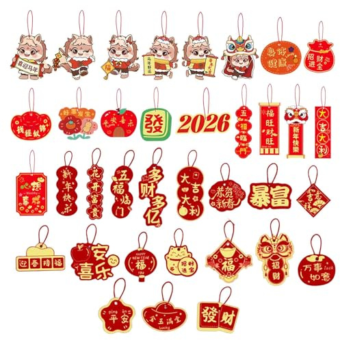 36 Pcs Chinese New Year Decorations, New Year Ceiling Decorations, Chinese Knot Pendant Red Hanging Ornaments for Chineses Lunar New's Year's Spring Festival Pendants Party Decor