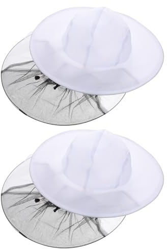 GARIOUANS 2 St Vit Biodlarhatt med Slöja i Polybomull Uv-skyddande Bi-hatt för Biodling Fiske och Friluftsliv Bekväm och Formstabil Head Mesh för Skydd mot Insekter