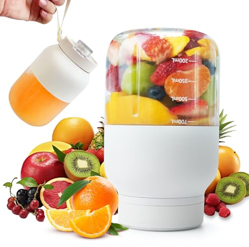 YAPINGJIAYOU Portable blender, 700ml Mini Wireless personal cup, USB Rechargeable, Making Smoothies and Shakes, 18 Blades, Powerful Blending Effect, Compact for Kitchen, Office, Travel, Gym Use
