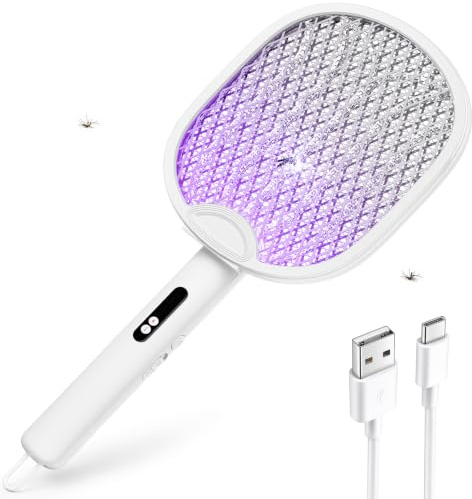 ZOVHYYA Raqueta Antimosquitos 4000V 3 en 1 USB-C Recargable con Luz LED