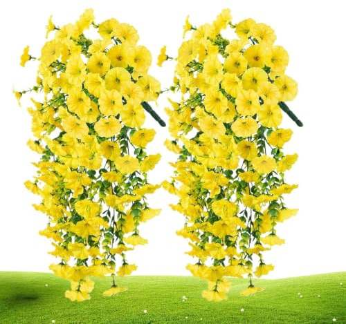 Konstgjorda Petunior för Utomhus 2 Stycken Imiterade Blommor | Ser ut riktiga petunior för Balkong TrädInnerBröllop Fest