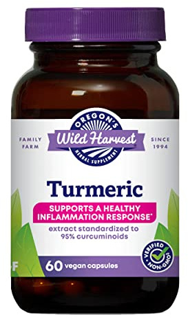 Oregon's Wild Harvest, Turmeric Curcumin Supplement Vegan Capsules with BioPerine 1350 MGS, 60 Count