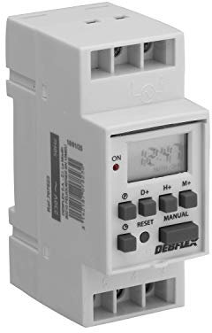 DEBFLEX - Horloge Modulaire - Horloge Digitale Programmable pour Tableau Electrique - Permet de Programmer le Fonctionnement des Appareillages Electriques - Montage sur Rail DIN - Gris