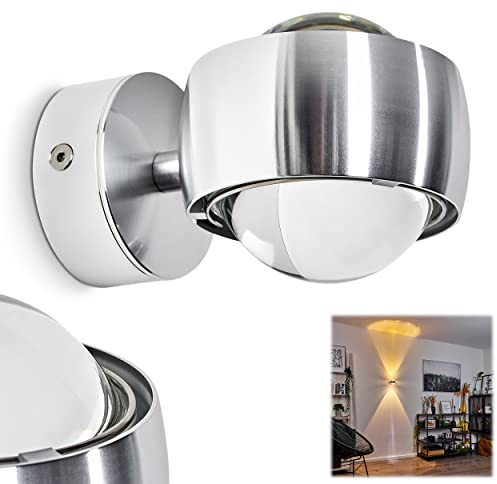 Vägglampa Sapri, modern väggspot av metall/glas i silver/klar, 1 x G9, utan glödlampa, väggspot med stor ljuseffekt, Up&Down lampa, ingår i leveransen: 1 x färgfilter gul