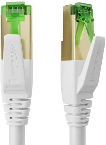 KabelDirekt – Cat 7 Nätverkskabel 10Gbit/s – 1m, vit | Patchkabel för höghastighetsnätverk, PC, switch/router/modem, RJ45