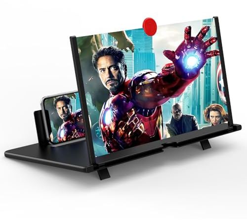 18 Screen Magnifier for Cell Phone,3D Magnifying Projector Screen Enlarger Expander for Movies, Videos, and Gaming, Foldable Phone Stand with Screen Amplifier, Gifts for Mom Dad