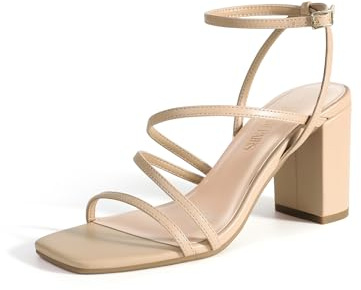 DREAM PAIRS Sandales Femme Talon Kitten Escarpins,Nu,43