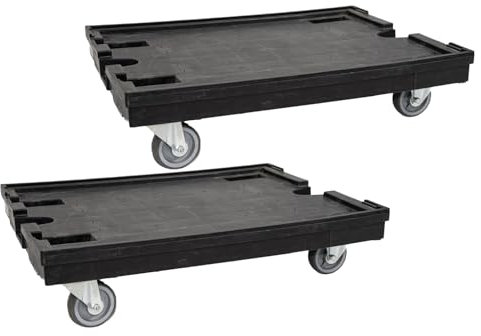 Profi Schwerlast-Transportroller 2er-Set, Stabiler Möbelroller gebraucht im Euroformat L80 x B60 x H20 cm, Transport-Rollbrett schwarz, Transporthilfe Traglast 500 kg, Möbelhund Rollwagen stapelbar