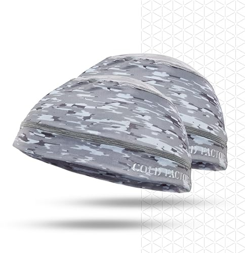 COLD FACTOR Instant Cooling Skull Cap & Helmet Liner 2 Pack-UPF 50+ Protection, Chemical-Free Evaporative Cooling Technology, Lasts Over 2 Hours, Breathable, Reflective Accents, Polyester Blend, Camo