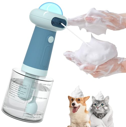 Coocake Electric Dog Shampoo Dispenser,IPX7 Cat Shampoo Sprayer,Pet Bath Supplies Automatic Foaming Shampoo Dispenser for Dog Deep Cleaing,Kitchen Sink，Bathroom Blue