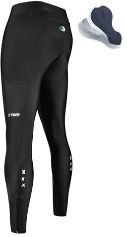 X-TIGER Pantaloni Ciclismo Uomo Lunghi 5D Gel 3 Tasche Traspiranti