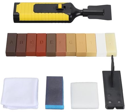 Laminatreparationsset för golvdörrsskåp av trä, parkettreparationsset med 11 färger hårdvax, träreparationsset för träspackel, golv, trägolv, möbler, bänkskiva rep.