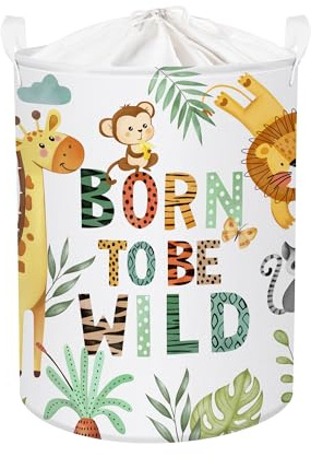 Clastyle Cestos Almacenaje Infantil Animales Boho Cesta Ropa Sucia Plegable para Habitación Infantil Dormitorio Cajas de Almacenaje Juguetes para Chico Chica, Verde, 36x45 cm