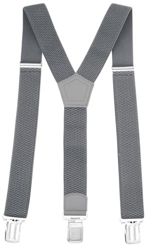 Glamexx24 Hosenträger für Herren Einstellbar und Elastisch, Y Form, Breit 4 cm mit 3 Starken Clips Einheitsgröße Hosenträger für Männer und Damen, Grau uni