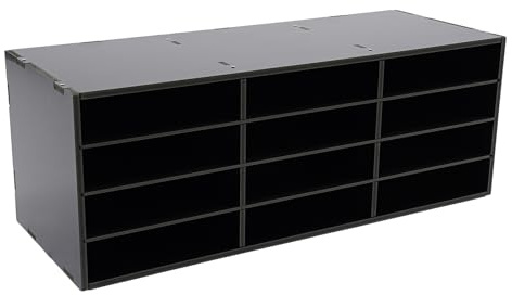 12 fack brevfack, kontorsdokument organisatör av PVC, fristående skrivbordsförvaring, skrivbordsförvaring, arkivering, tidskrifthållare, stegad hylla, 80 x 30,8 x 30 cm (svart)