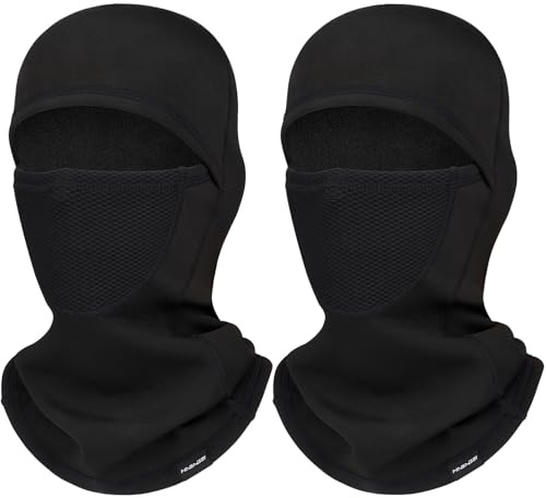 HASAGEI Balaclava, Passamontagna, Maschera da Sci per motociclette, Sport Invernali all'Aria Aperta, Antivento, Calda, Protezione UV, da Donna e da Uomo, Nero x 2., Taglia Unica
