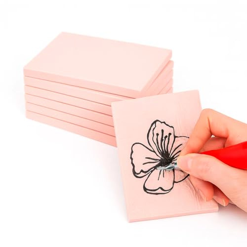 6 Pack Linoleum Blocks for Printmaking, 4x6 Inch Soft Rubber Carving Blocks for Stamp Making, Pink Linocut Blocks for Printmaking Supplies, Block Printing Kit for Beginners & Professionals