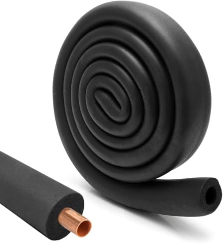 Tutamaz rörisolering gummi, öronisolering skum Ø 16 mm Ø 22 mm Ø 32 mm rörisolering 1,8 m, slang för rördiameter uppvärmning sanitär värmerör kopparrör (svart, Ø 25 mm)
