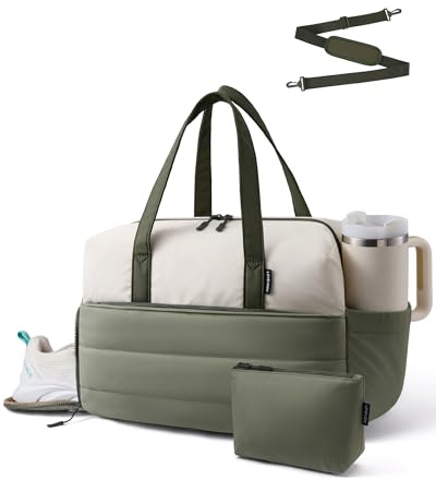 LOVEVOOK Bolsa de viaje para mujer, Beige&Green, 16 Zoll, Utilidad
