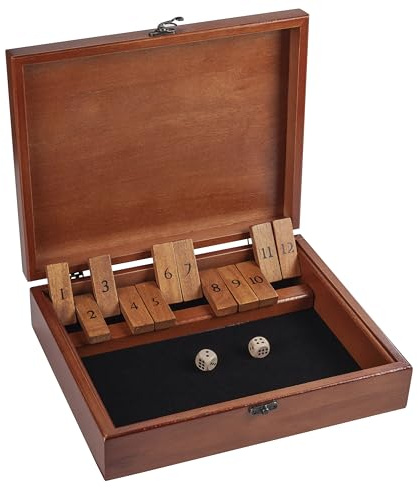 WE Games Shut-the-Box Board Game in Wooden Box with Dice