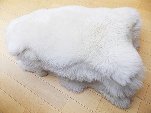Alfombra de piel de oveja natural auténtica, color marfil, disponible en tamaños pequeño a extra grande, de Indigo Silk