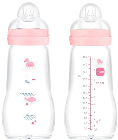MAM Feel Good Glass Bottle 260 ml Glass Bottle Twin Pack for Girls