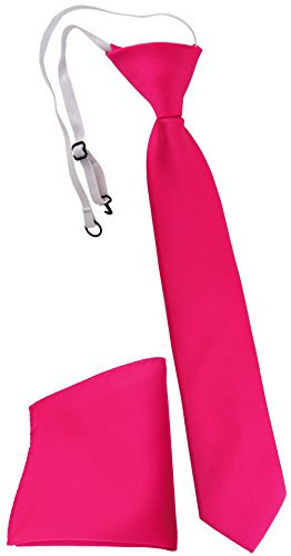 TigerTie Kinderkrawatte Einstecktuch in pink knallpink leuchtpink Uni einfarbig - vorgebunden mit Gummizug