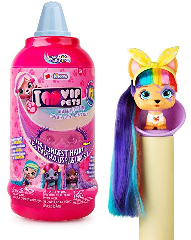 VIP Pets | Bambola a Sorpresa cagnolini da Collezione con Pettine e Capelli Luccicanti Extra Lunghi - Modello Assortito Sorpresa