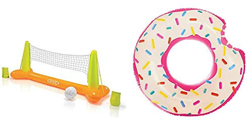 INTEX Jeu de Volley Flottant 2,39x64x91cm & Bouée Tube Donut 107 cm