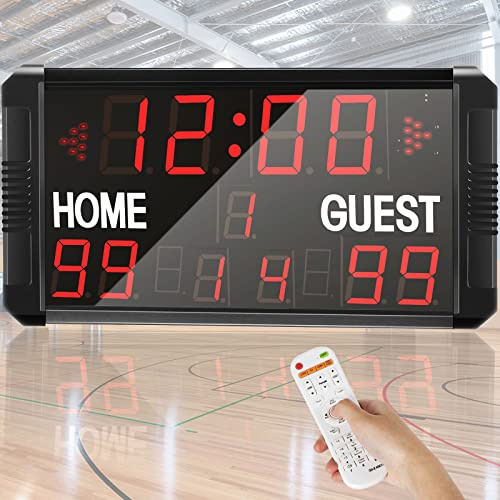 Spolehli Scoreboard Multisport LED Scoreboard with Remote Control Indoor Wall-mount Portable Tabletop Scoreboard for Basketball Table Tennis