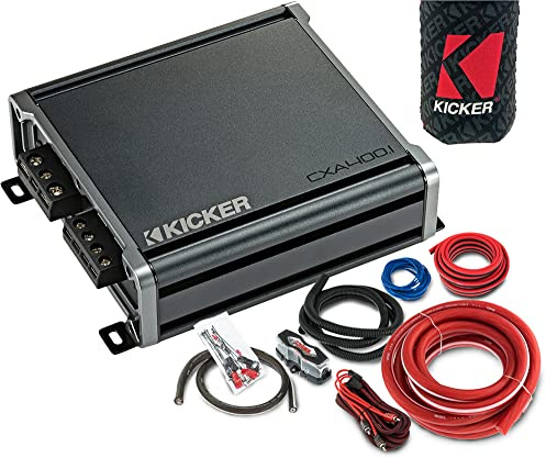KICKER Lot de 2 amplificateurs et amplis – Amplificateur monobloc CX Series 400 W RMS classe D et kit de câblage complet 8 AWG