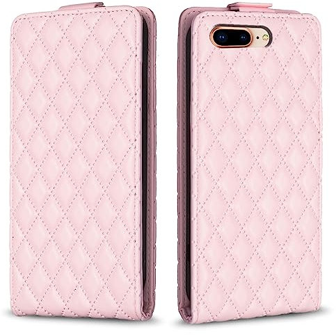 COQUE pour l’étui de téléphone Apple iPhone 6 Plus, l’étui à Ouverture Verticale a Une Conception intégrée de 3 emplacements pour Cartes-Rose