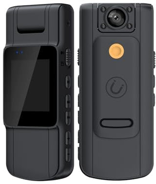 Cuifati Mini Enregistreur Vidéo de Caméra Corporelle, Caméra Corporelle de Police Portable 1080P avec Vision Nocturne, Petite Usée avec Objectif Rotatif à 180 ° et Clip pour Les